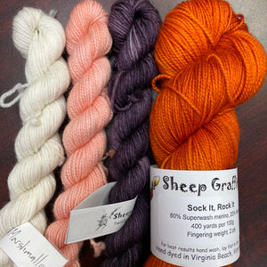 marshmallow-peach belini-eggplant-marigold