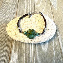 Load image into Gallery viewer, Turquoise Glass Coin Leather
