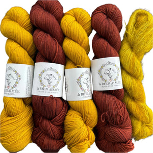 LBA Sock Kitsune & Goldenrod-frank ochre mohair