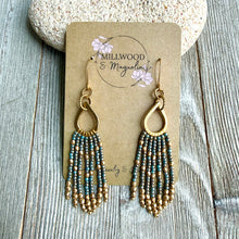 Load image into Gallery viewer, Teardrop Fringe Marbled Turquioise GP
