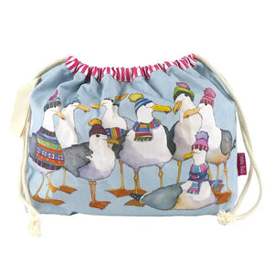 Seagulls In Beanies Drawstring