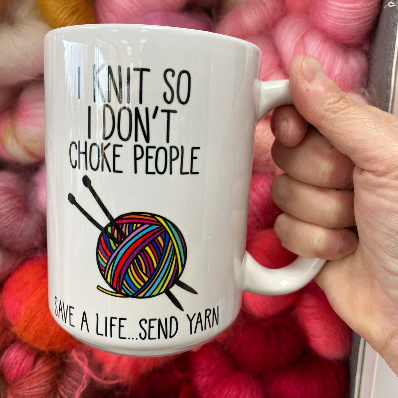 I Crochet So I Don't Choke People Yarn Bowl by Lenny Mudd