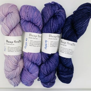Yarn Set, Yarn Kit, Shawl Kit, untreated merino, blue yarn, purple yarn,  multicolored yarn, aplcrafts, knitting, crochet, hand dyed yarn
