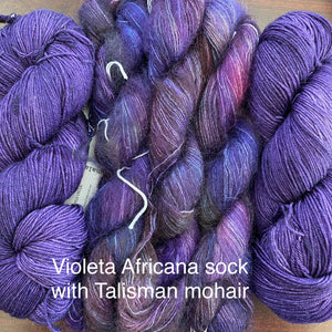 violet africana sock with talisman mohair
