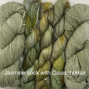 Jasmine sock with oasis mohair